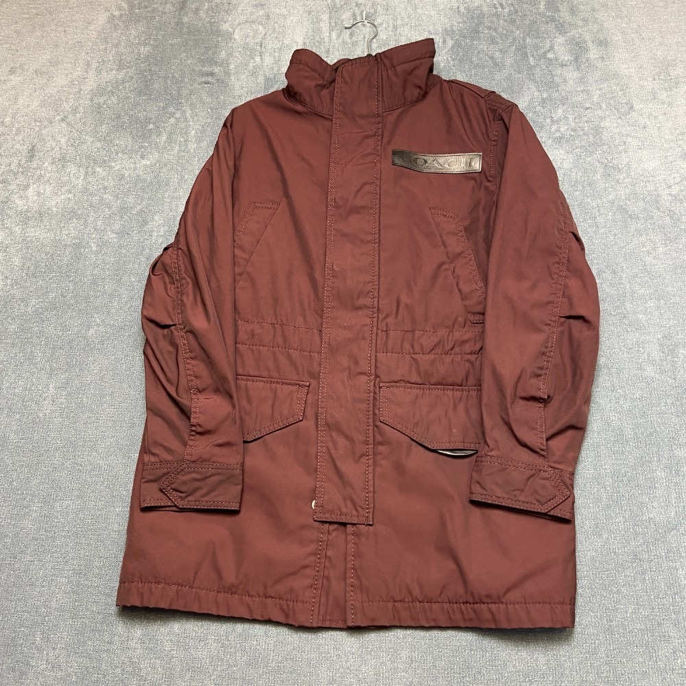 Coach Shield Parka Jacket Mens XS Burgundy Front Pockets Regular Fit Winter Cozy